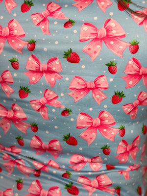 Buttery Shirley Lounge Short Set - Strawberry/Bow  (XS - 3X)