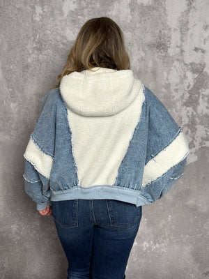 Sherpa/Denim Jacket - Ivory