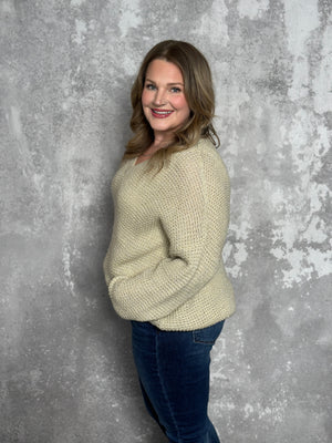 Subtle Sparkle Knit Vneck Sweater (Small - 3X)