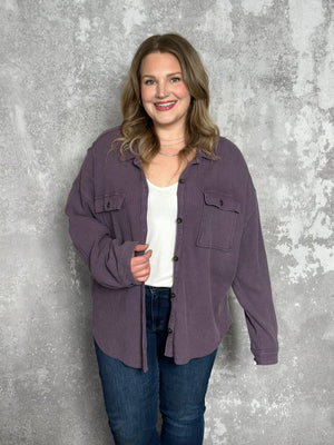 Purple Ribbed Shacket