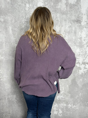 Purple Ribbed Shacket