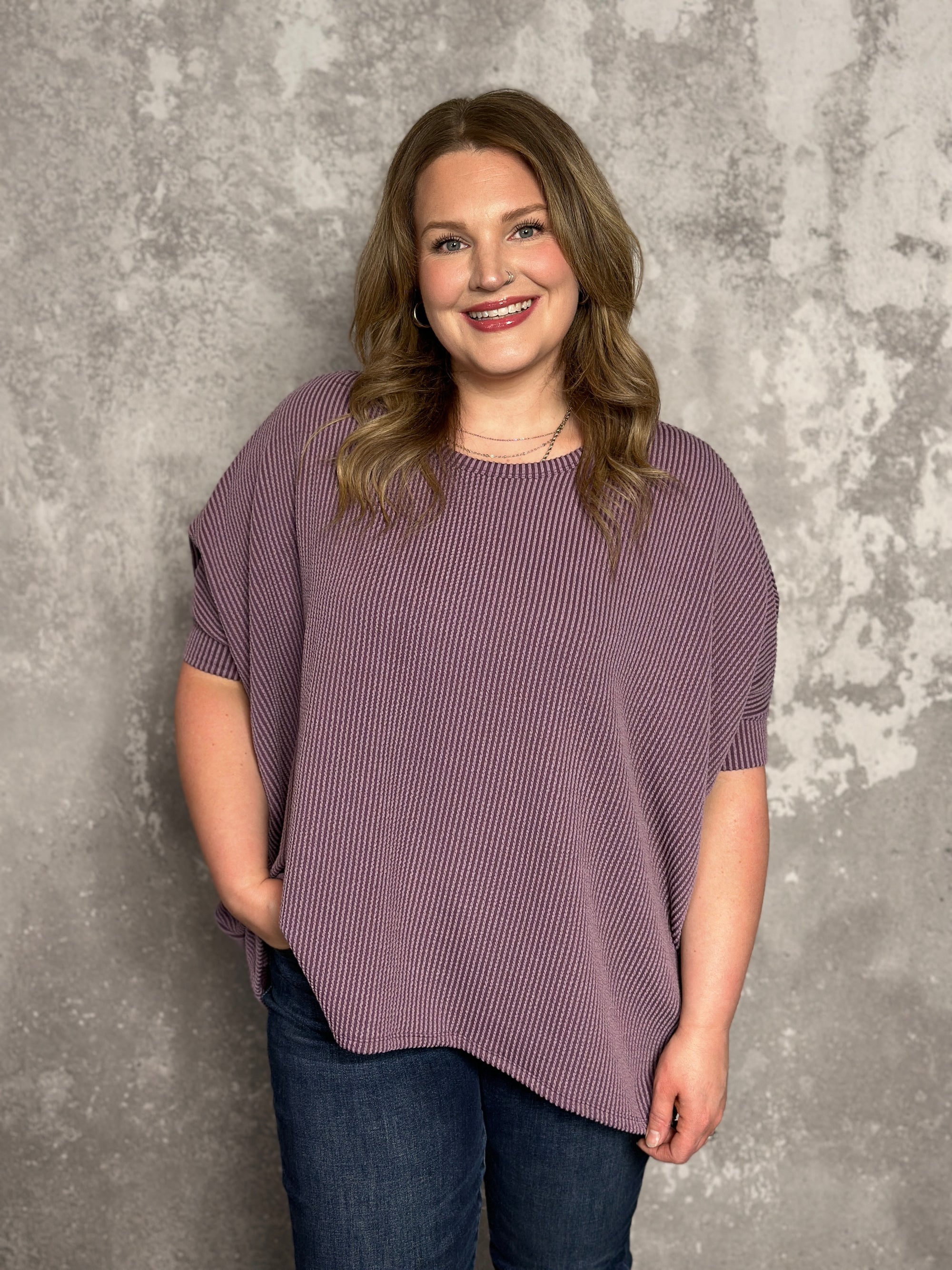 The Soft Ribbed Belinda Top - Purple