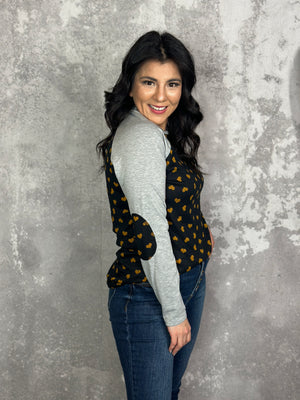 Elbow Patch Heart Top  - FINAL SALE