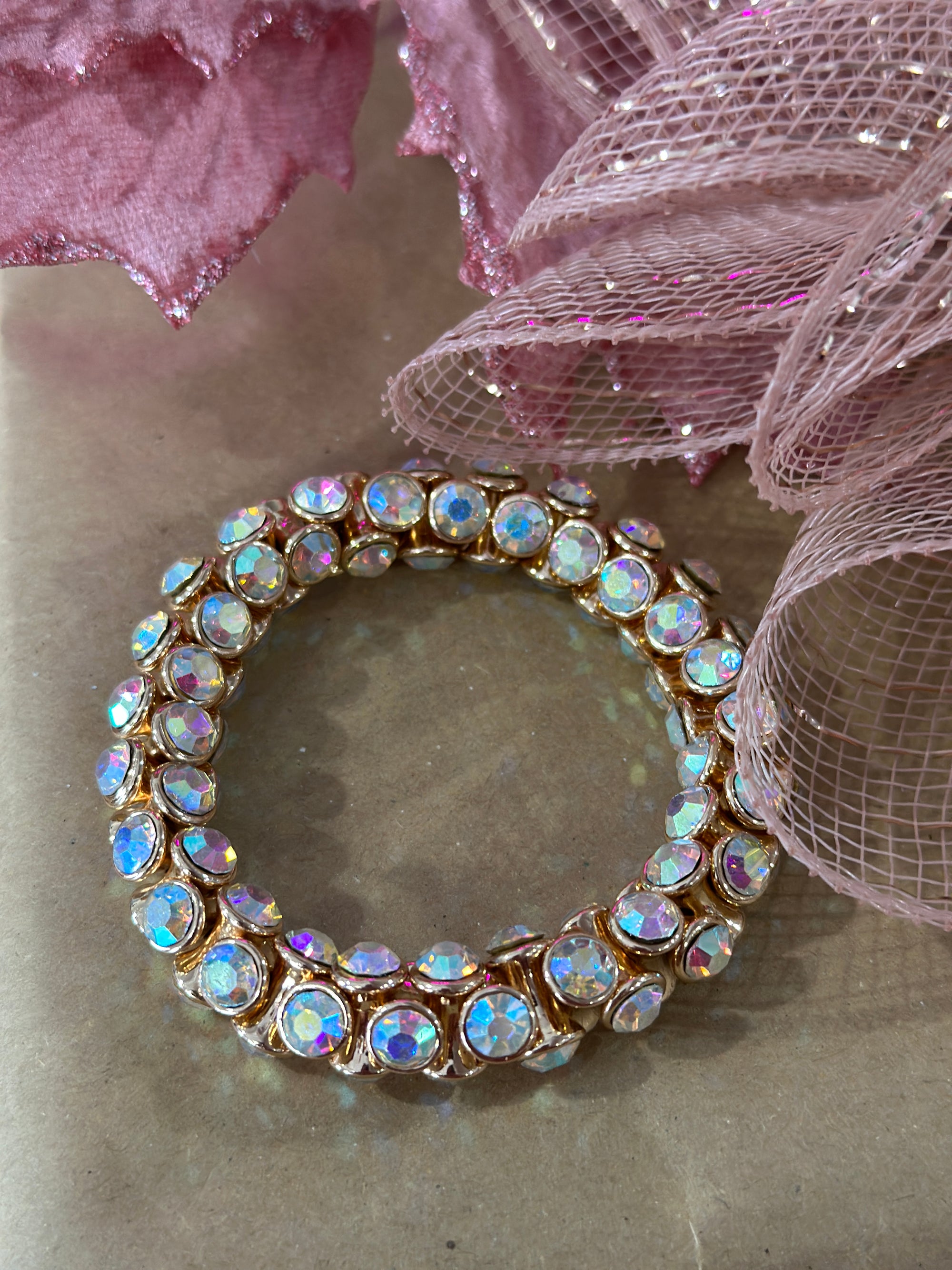 Iridescent Rhinestone Stretch Bracelet