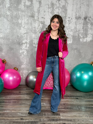 Pink Velvet Duster Coat - (XSmall - 3X) - BESTSELLER