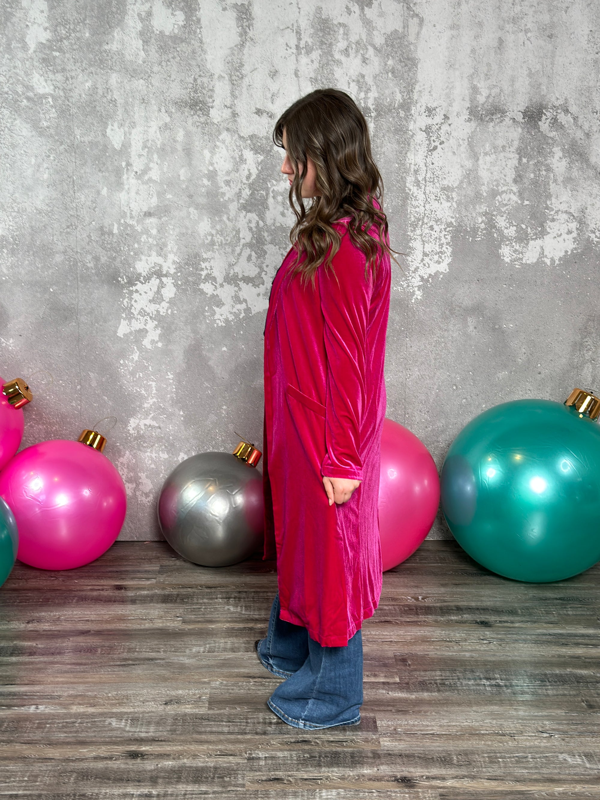 Pink Velvet Duster Coat - (XSmall - 3X) - BESTSELLER