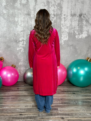 Pink Velvet Duster Coat - (XSmall - 3X) - BESTSELLER