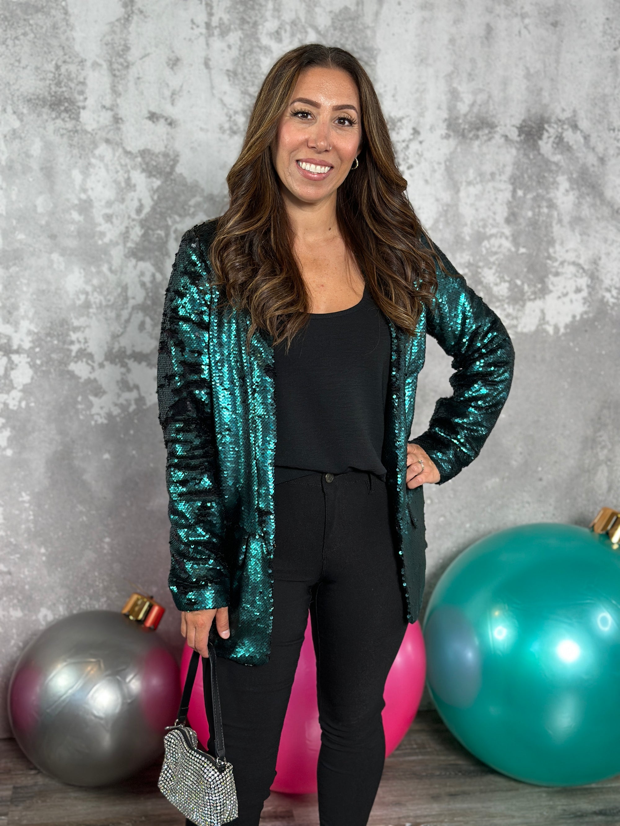 Sequin Two Tone Teal Blazer