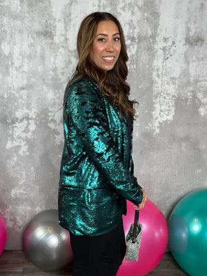 Sequin Two Tone Teal Blazer