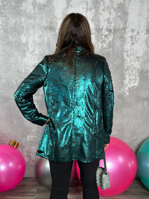 Sequin Two Tone Teal Blazer