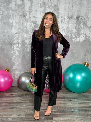 Purple Velvet Duster Coat -  Purple (XSmall - 3X)  BESTSELLER