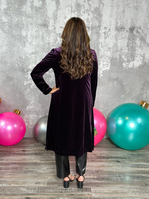 Purple Velvet Duster Coat -  Purple (XSmall - 3X)  BESTSELLER