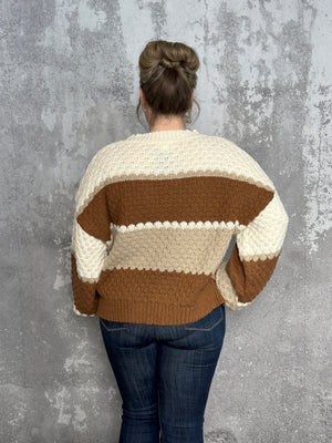 Camel/Taupe Colorblock Sweater (Small - 3X)