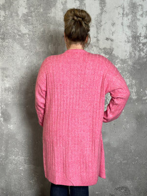 Long Pink Cardigan (Small - 3X)