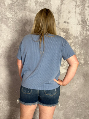 Shift Soft Ribbed Top - Light Denim RESTOCK