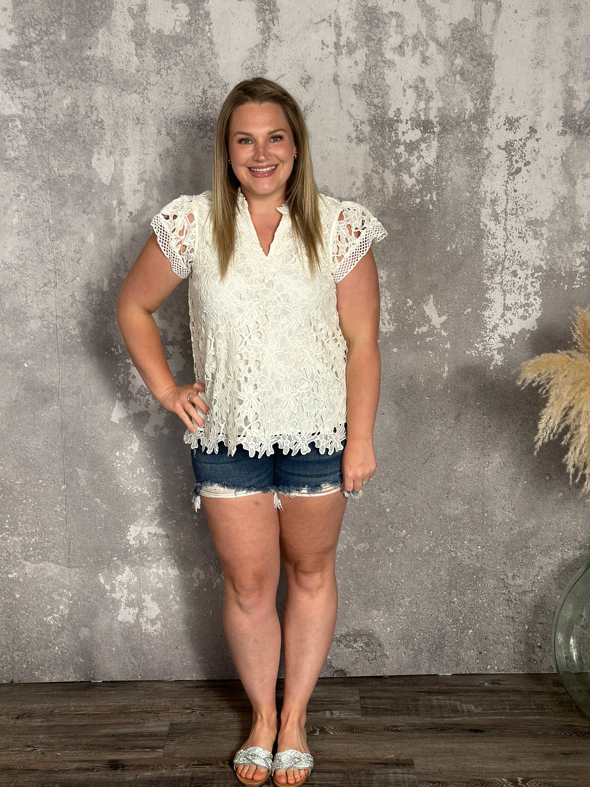 Floral Lace Top - Ivory