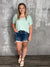 Basic Lux Stretch Vneck Top - Mint