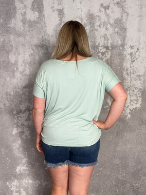 Basic Lux Stretch Vneck Top - Mint