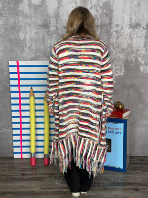 Multicolor Fringe Cardigan