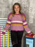 Multi Stripe Magenta Crewneck Sweater