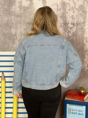 The Cool Cuffed Denim Jacket - Blue