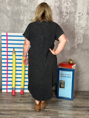 Black Gauze Midi Dress