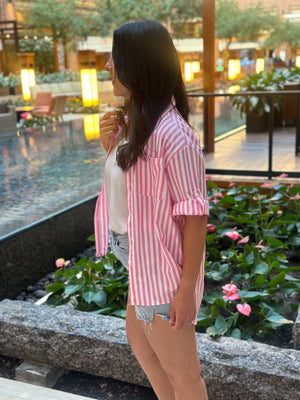 Stripe Button Up Blouse (Small - 3X)