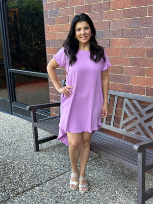 Mauve Linen Dress (Small - 2X)