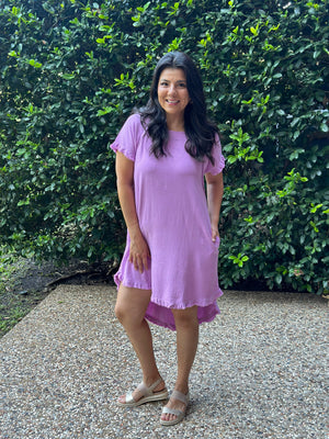 Mauve Linen Dress (Small - 2X)