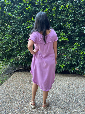 Mauve Linen Dress (Small - 2X)