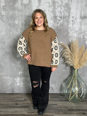 Brown Knit with Granny Square Sleeves