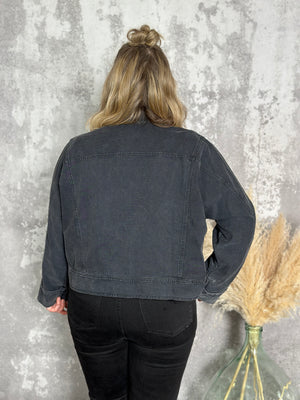 The Cool Cuffed Denim Jacket - Black