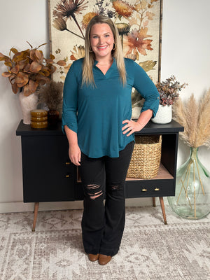 The Solid Wrinkle Free Lizzie Top - Dark Teal (Small - 3X) RESTOCK