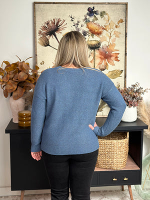 Dusty Blue round neckline Sweater