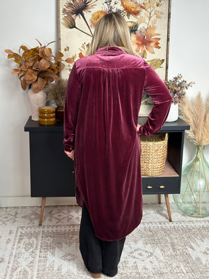 Velvet Duster/Dress - Wine