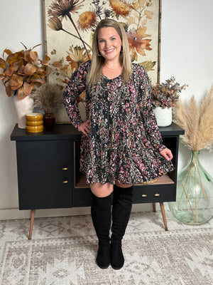 Flirty Fall Floral Fall Wrinkle Free Dress - (Small - 3X) RESTOCK