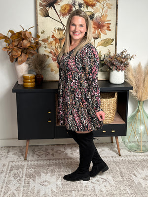 Flirty Fall Floral Fall Wrinkle Free Dress - (Small - 3X) RESTOCK