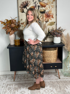 Fall Floral High Low Skirt  (Small - 3X)