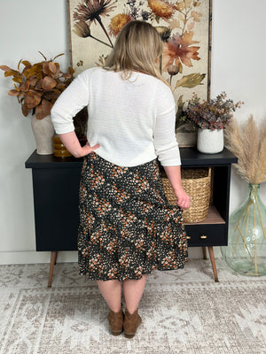 Fall Floral High Low Skirt  (Small - 3X)