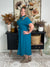 Teal Waist Tie Midi Dress