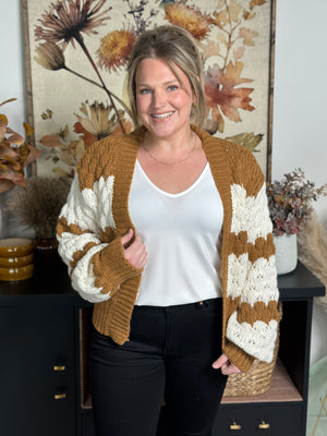 The Cynthia Cardigan - Ivory/Camel