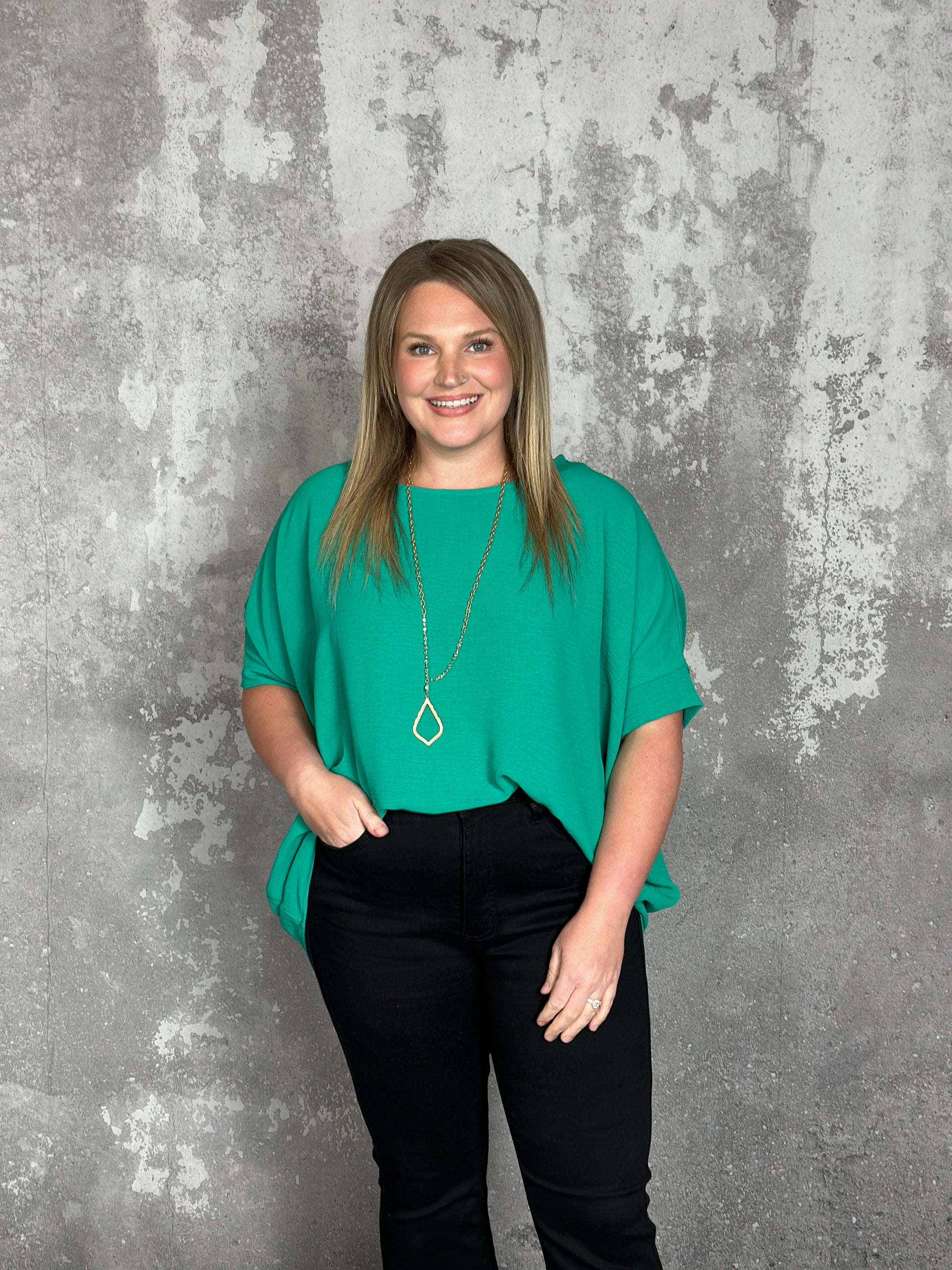 The Belinda Top - Green (Small - 3X)