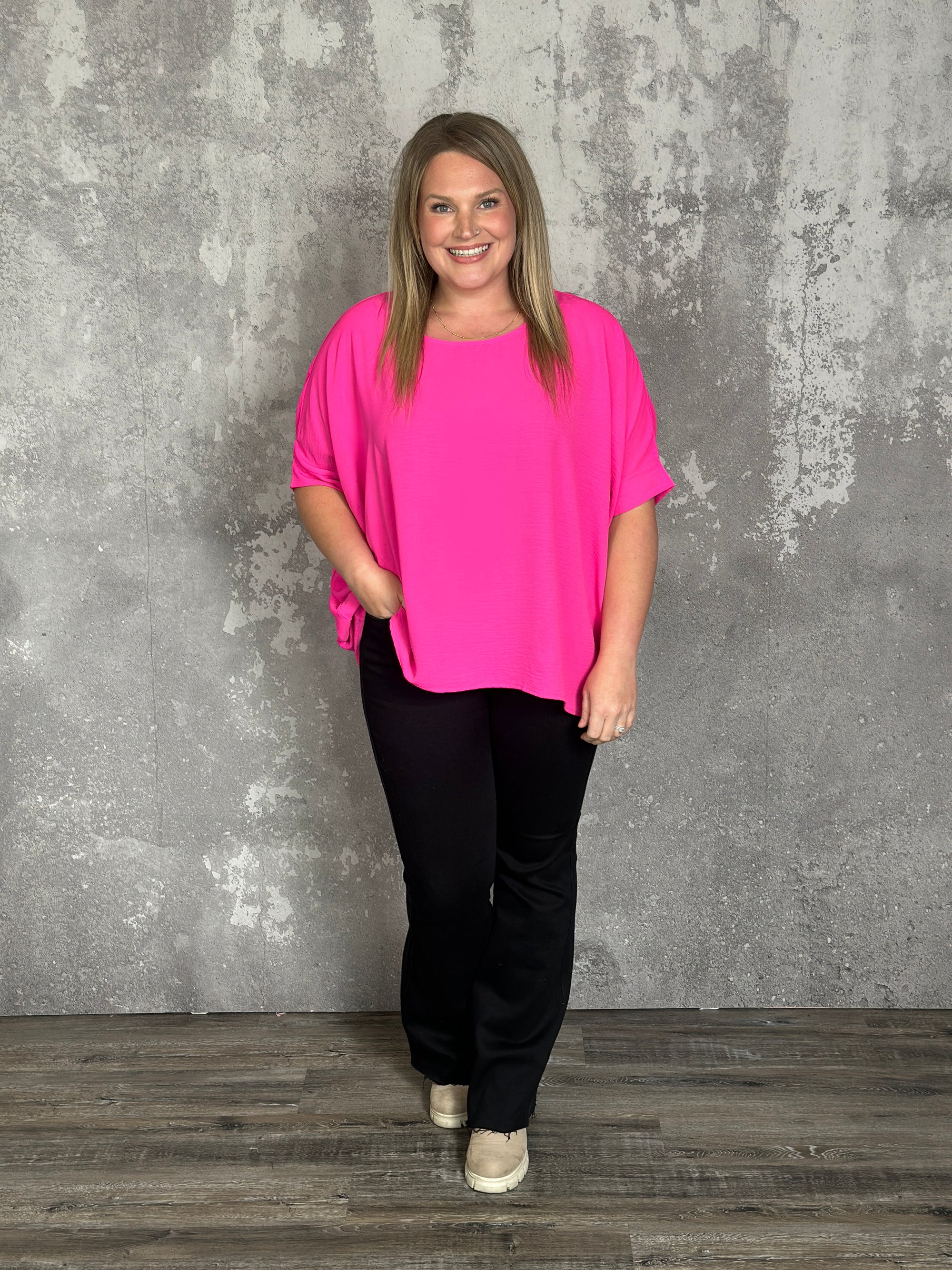 The Belinda Top - Hot Pink (Small - 3X)