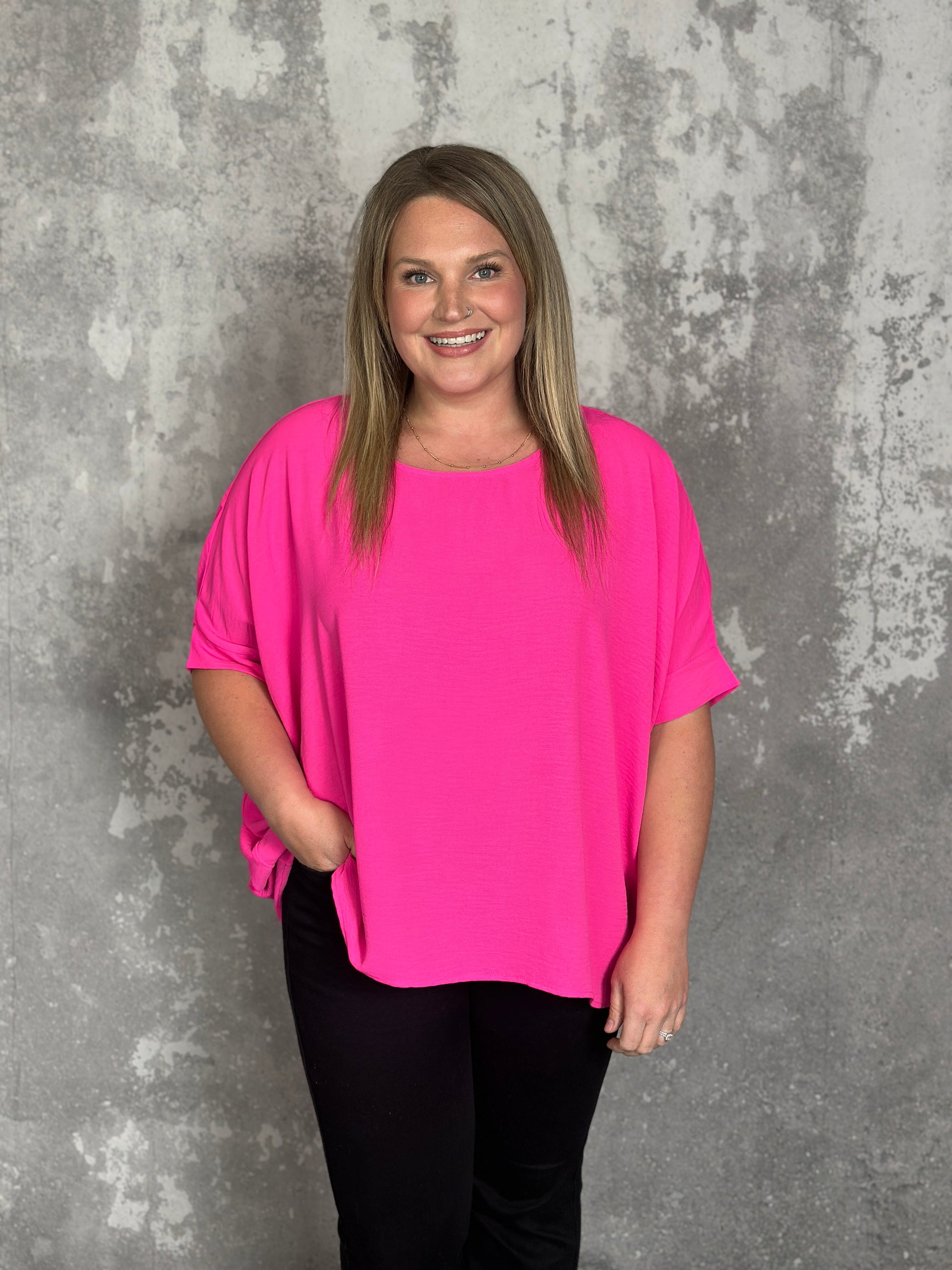 The Belinda Top - Hot Pink (Small - 3X)