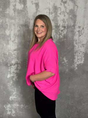 The Belinda Top - Hot Pink (Small - 3X)