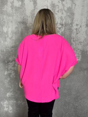 The Belinda Top - Hot Pink (Small - 3X)