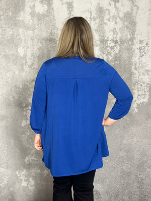 The Wrinkle Free Button Detail Cardigan - Blue (Small - 3X) (RESTOCK)