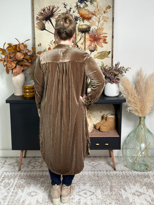 Pleated Velvet Duster/Dress - Bronze