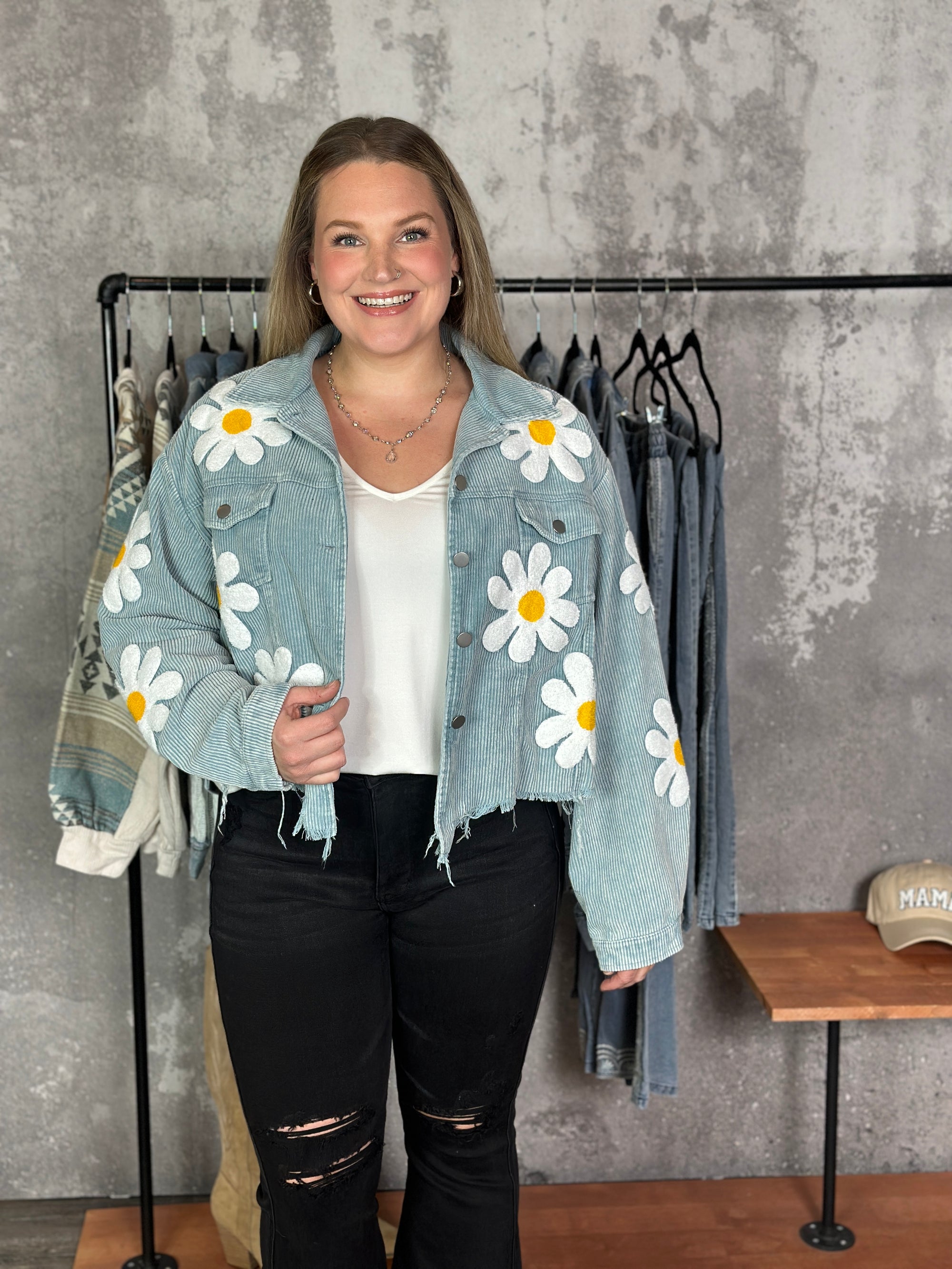 Daisy Corduroy Jacket -Dusty Blue