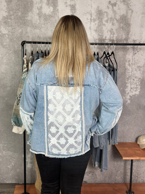 Denim Lace Combo Lightweight Shacket